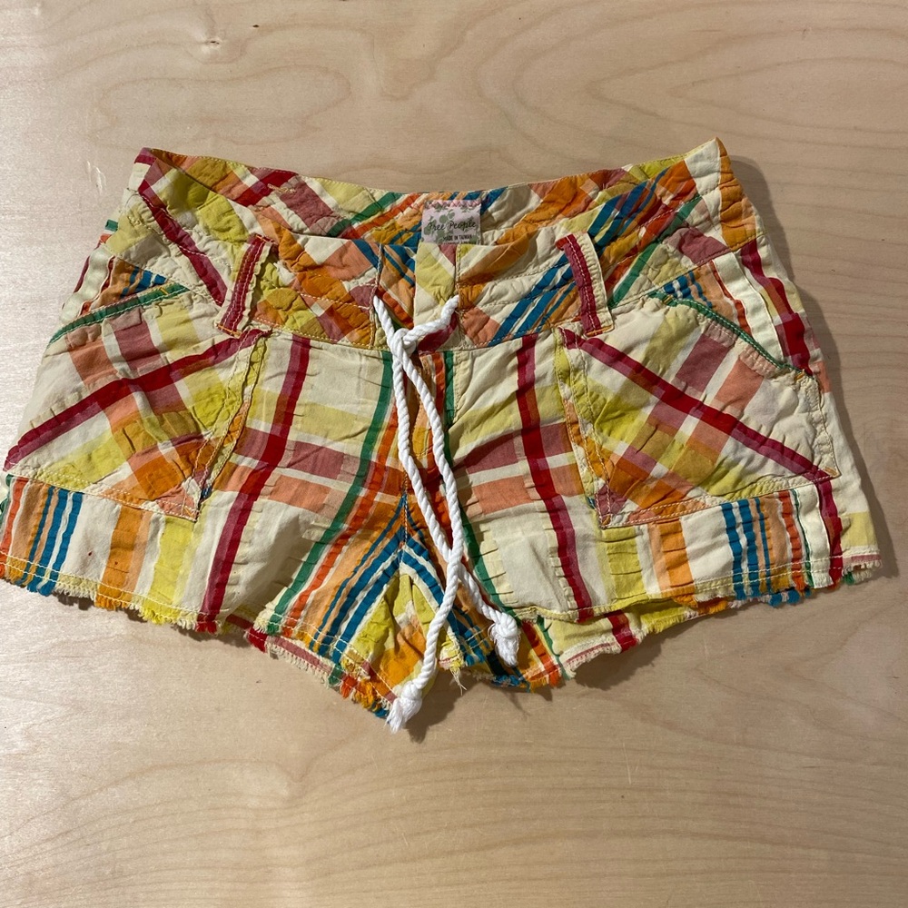 Free People Multicolor Plaid Women's Cargo Shorts 8 (DZ)